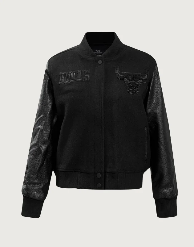 Pro Standard Chicago Bulls Triple Black Wool Varsity Jacket