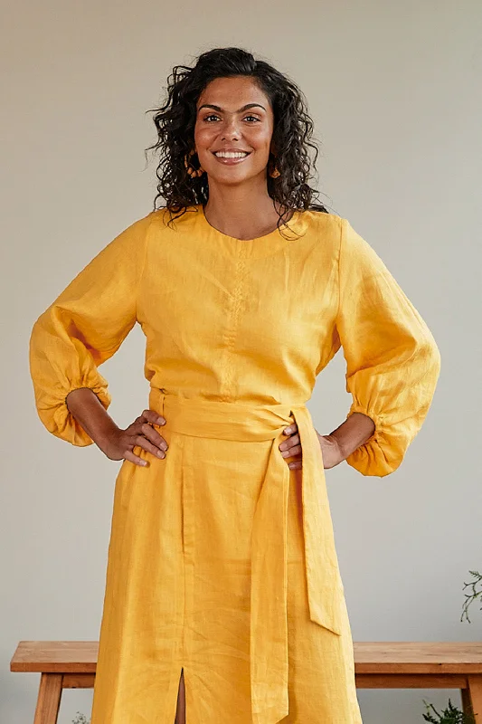 Audrey Linen Shift Blouse in Golden Hour