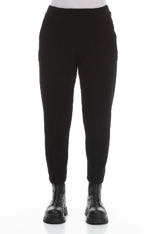 Black Cotton Jersey Track Pants