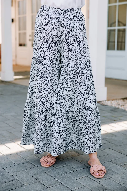 Gather Round Navy Blue Ditsy Floral Pants