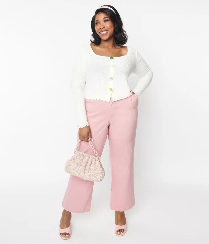 Mauve Pink Heart Buckle Pants