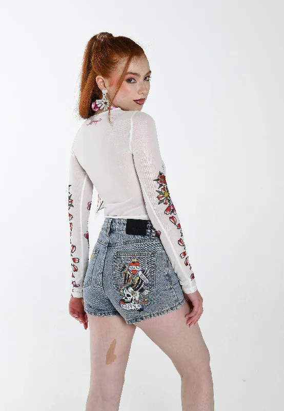 Womens Nyc Lover Denim Shorts - Bleach