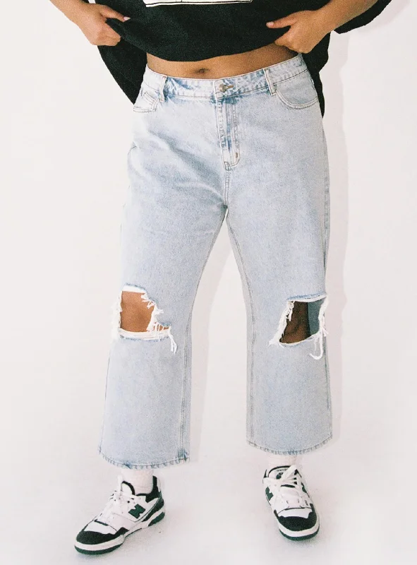 Oxford Mom Jeans Mid Wash Denim Curve