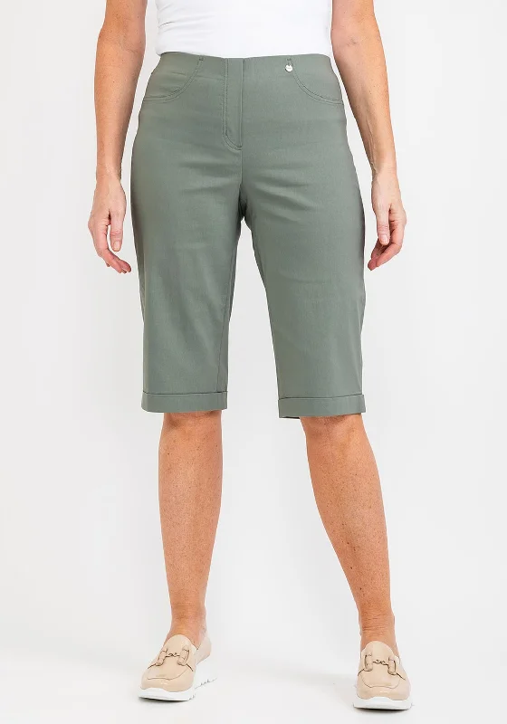 Robell Bella 05 Slim Knee Length Shorts, Khaki