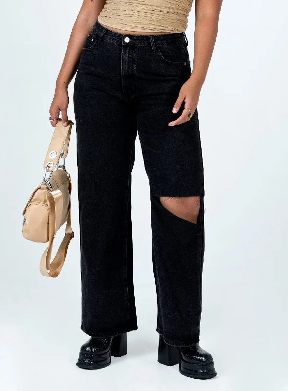 Sevina Wide Leg Denim Jeans Black