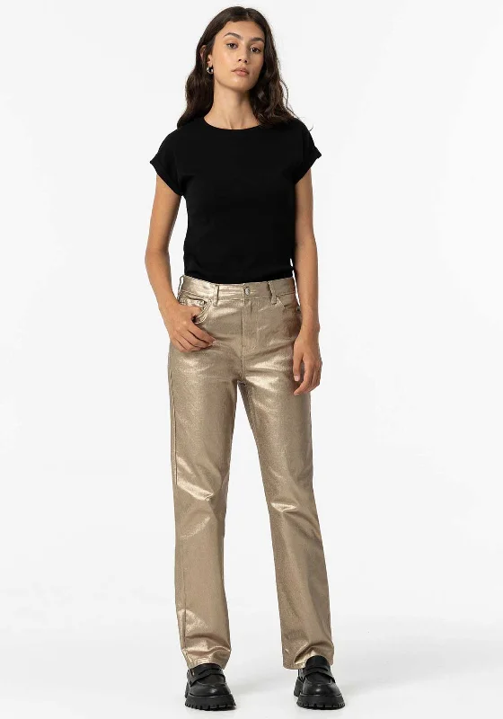 Tiffosi Amy Metallic Coated Straight Leg Jeans, Gold