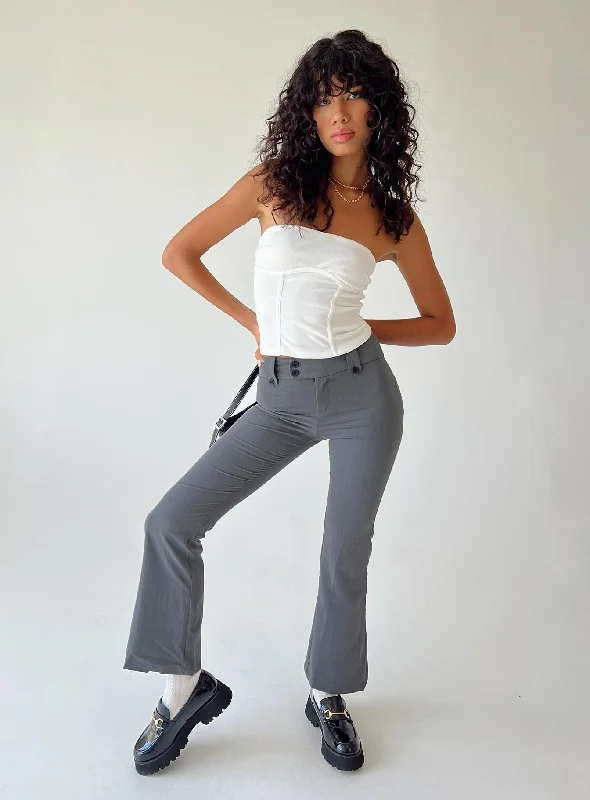 Yianna Low Waist Flare Pants Grey