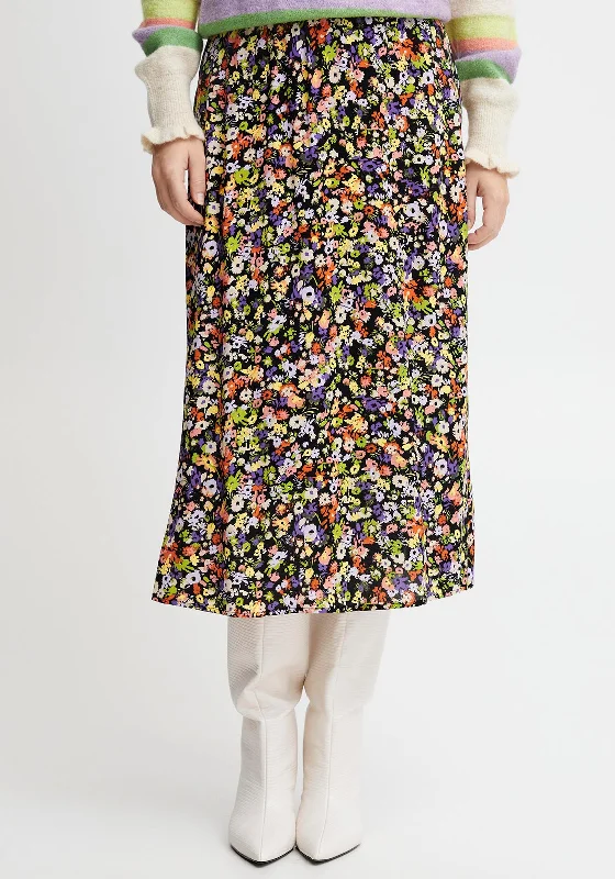 B.Young Bright Floral Print Midi Skirt, Multi