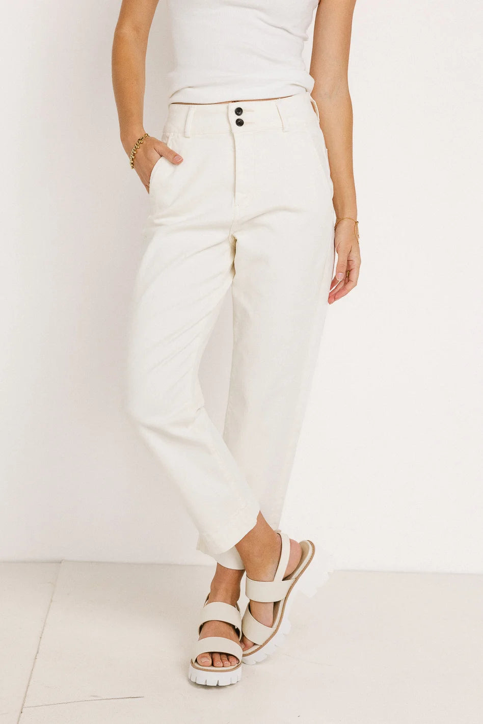 Bella Straight Leg Jeans in Cream - FINAL SALE