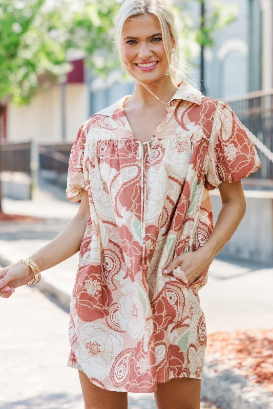 Better Than You Know Cinnamon Orange Floral Dress