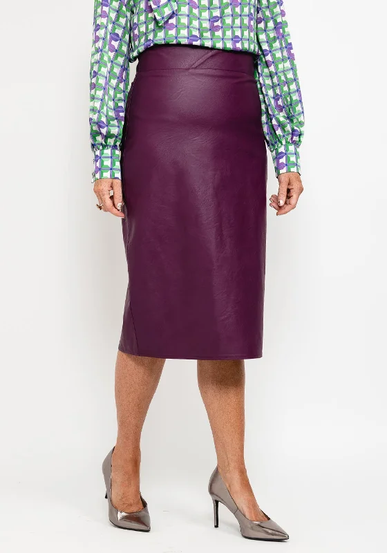 Camelot Faux Leather Pencil Skirt, Plum