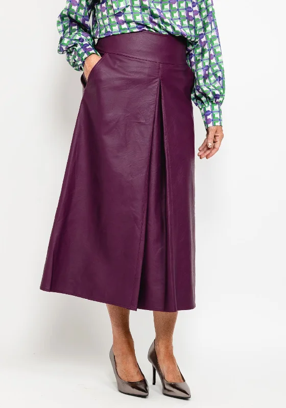 Camelot Faux Leather A Line Skirt, Plum