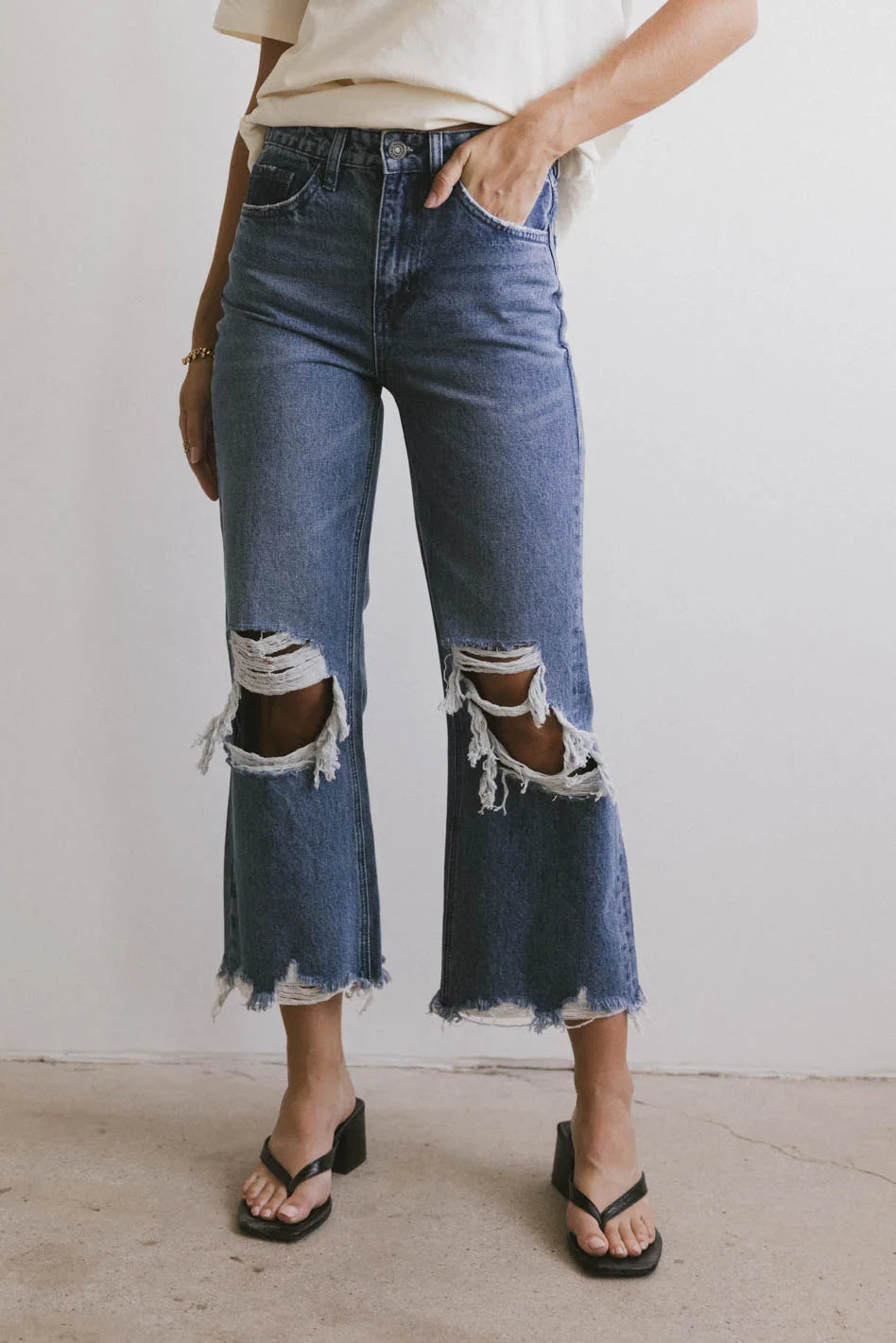 Charlie Distressed Jeans in Medium Wash - FINAL SALE