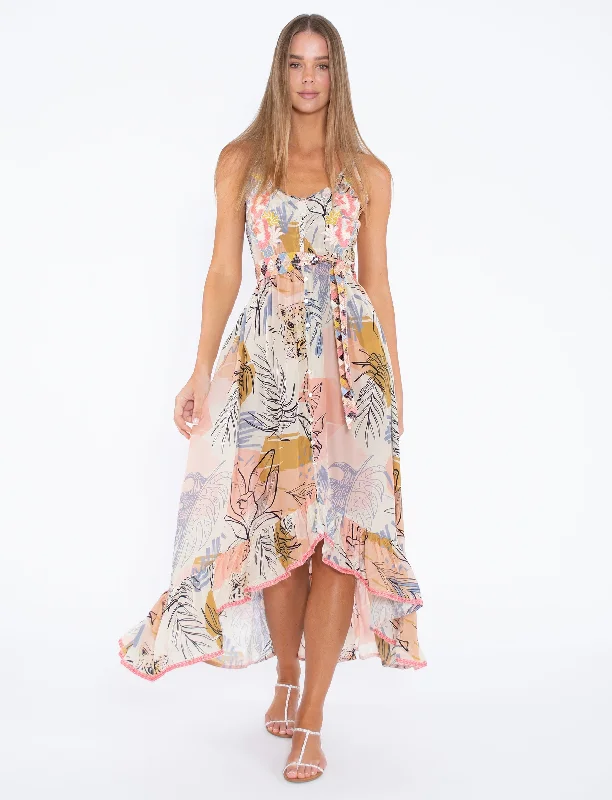 Elana Dress - Jungle Print Ruffle