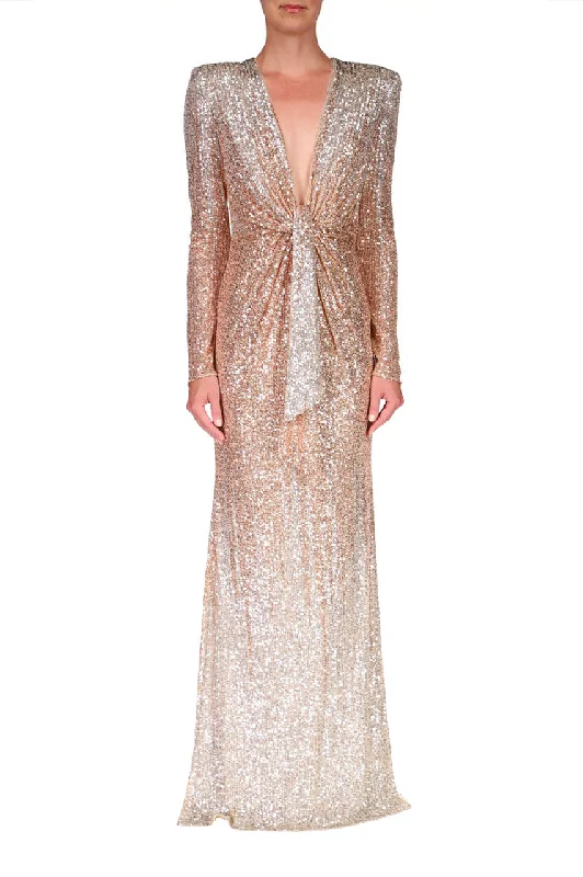 Floor-Length Sequin Gown - Blush