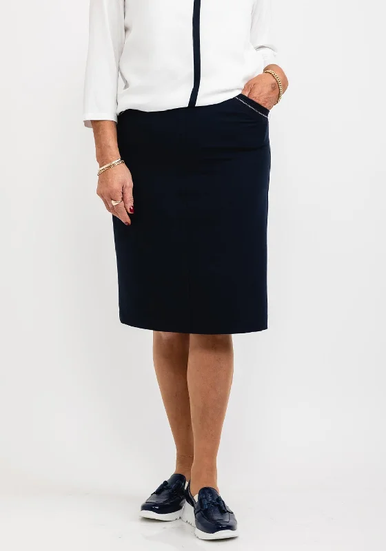 Frank Walder Pencil Knee Length Skirt, Navy