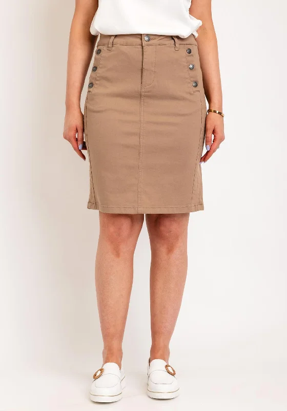 Fransa Lomax Knee Length Skirt, Tan