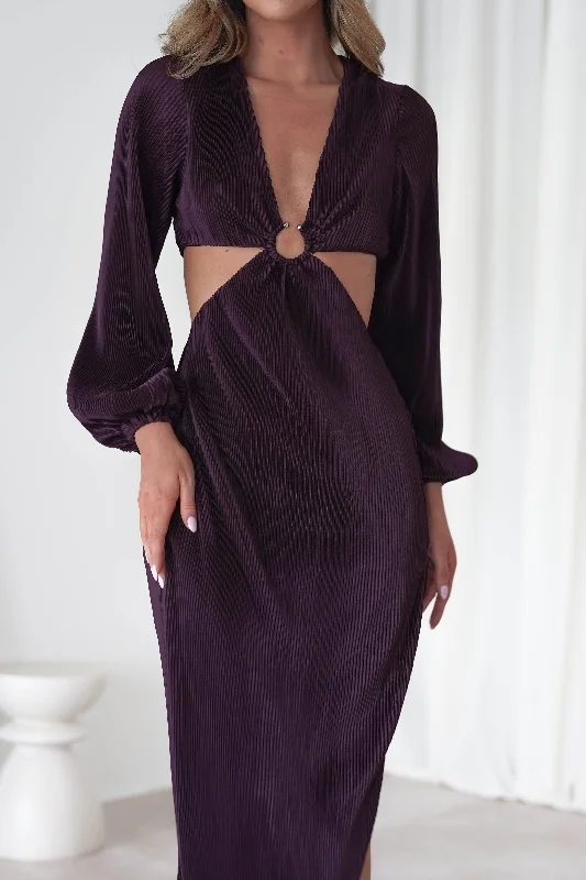 Lennon Ribbed Cut Out Maxi Dress| Dark Purple