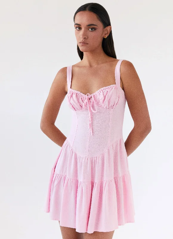 Lucie Linen Mini Dress - Pink