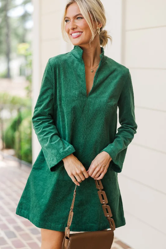 Make It Count Olive Green Corduroy Dress