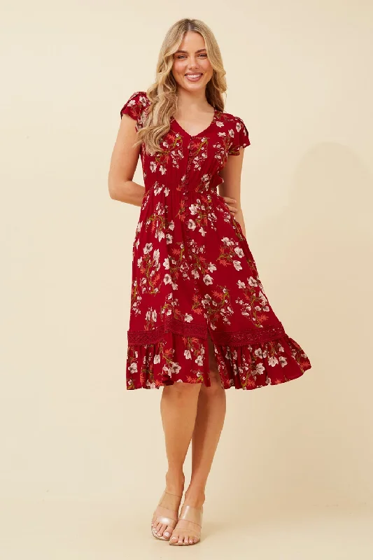 MOROCCO FLORAL KNEE LENGTH DRESS