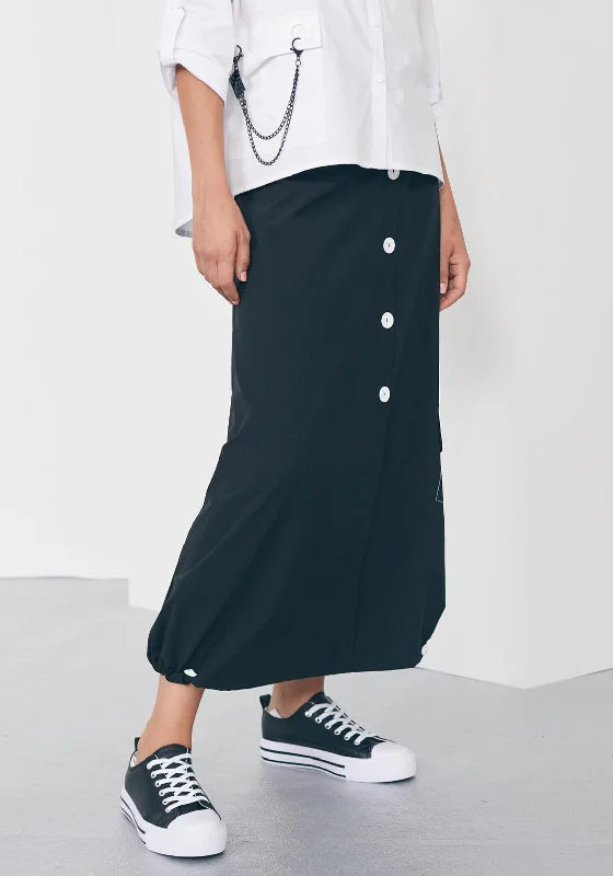 Naya Contrasting Button Skirt, Black