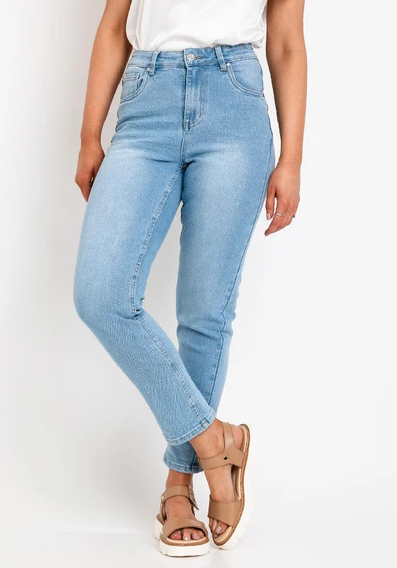 Rant & Rave Kellie Super High Rise Mom Jeans, Light Blue