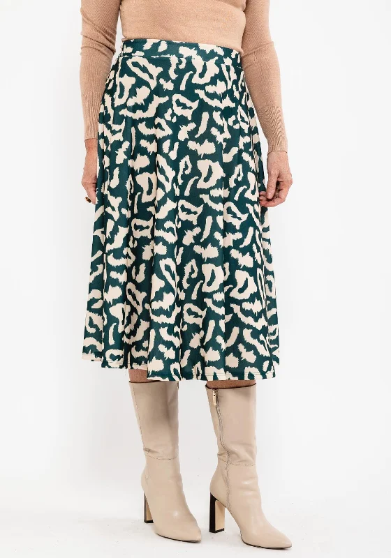 Seventy1 Animal Print Midi Skirt, Green & Beige