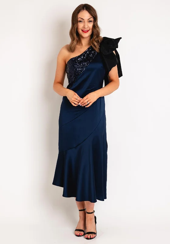 Sisters By Caroline Kilkenny Kennedy Sequin Satin Maxi Dress, Navy