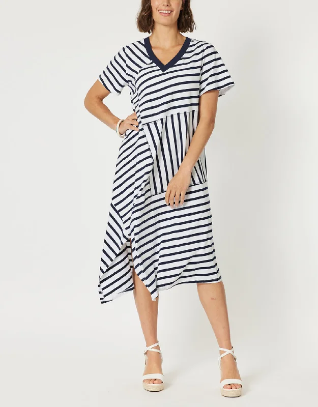 Vice Versa Dress - Navy/White