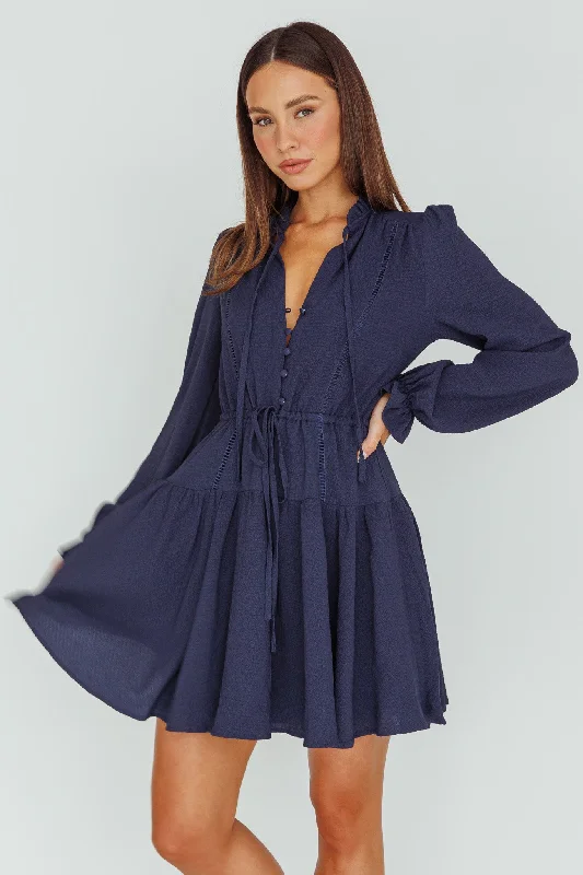 Waverly Long Sleeve Mini Dress Navy