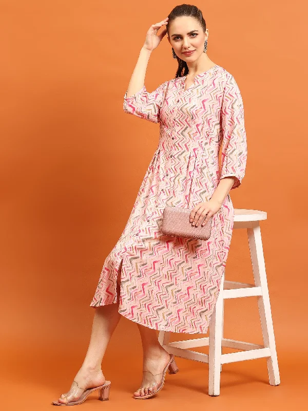 Women Pink Printed Dress