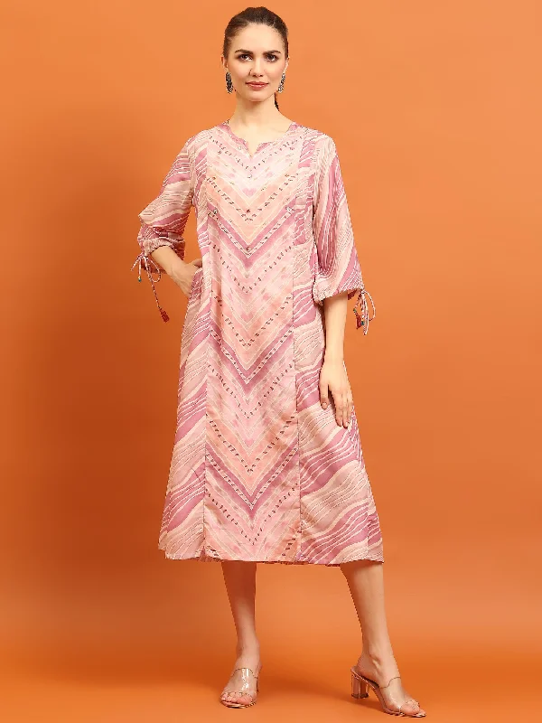 Women Purple Geometric Printed Dress