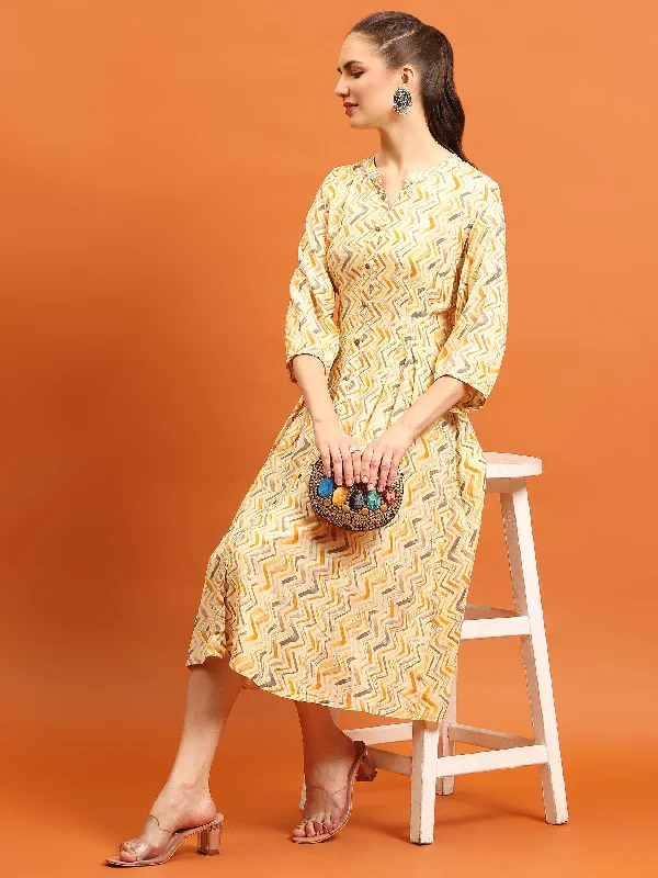 Women Yellow Printed Dress