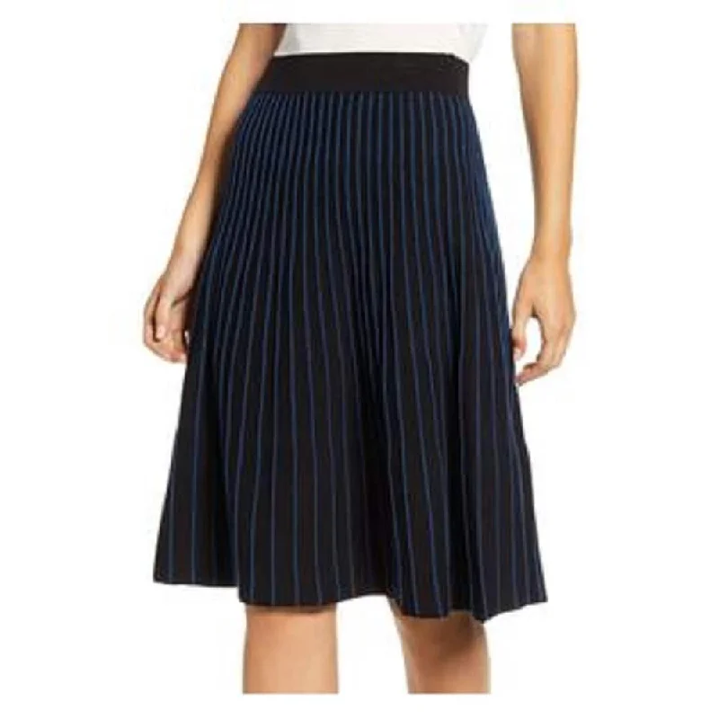 Anne Klein Women's Striped Flare Skirt Black