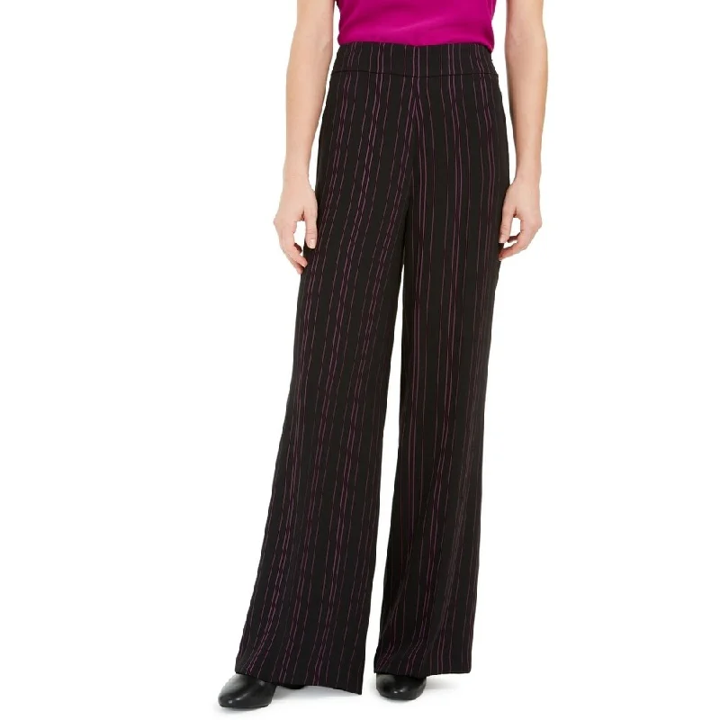 Bar III Women's Striped Wide Leg Pants Black Size 10