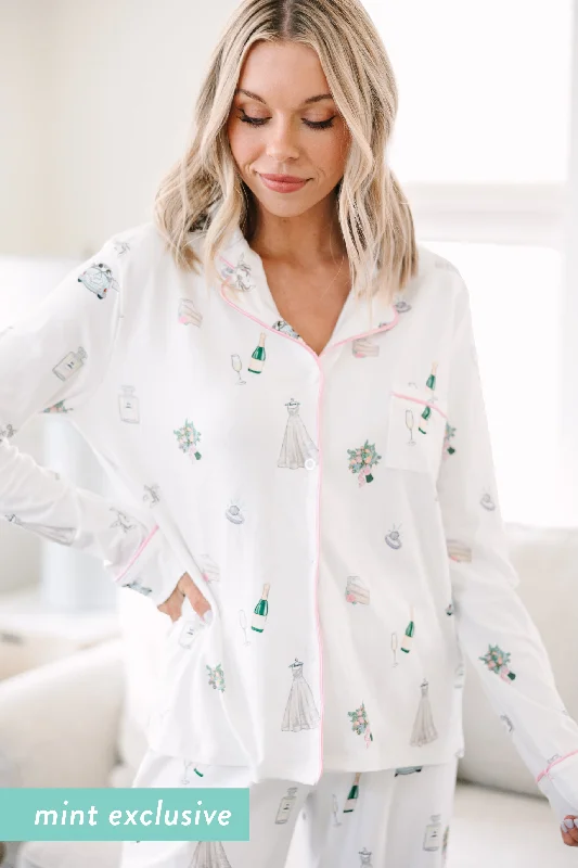 Be With Me White Bridal L/S Pajama Set