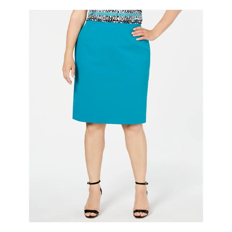 Calvin Klein Women's Knee Length Pencil Skirt Blue Size 24W