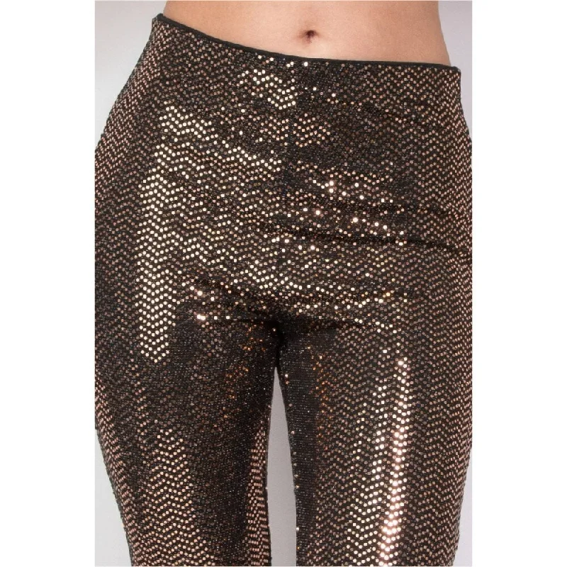 Elastic Waistband Sequined Fit & Flare Midrise Pants