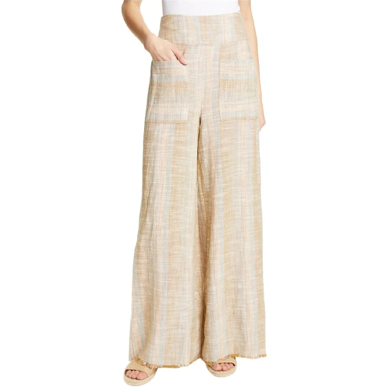 Free People Womens Woven Casual Wide Leg Pants, Off-White, Small