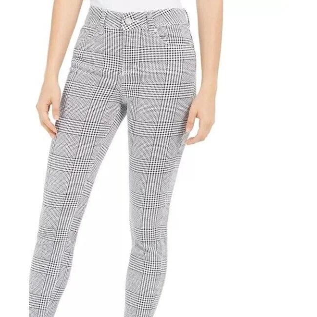 Indigo Rein Women's Houndstooth High Waist Jeans Gray Size W24-L27