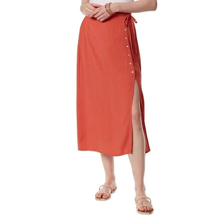 Jessica Simpson Women's Buttoned Midi Skirt Orange Size X-Small