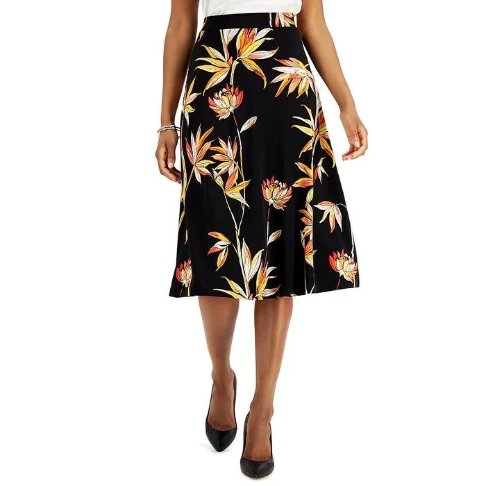 Kasper Women's Floral Print Skirt Black Size X-Small