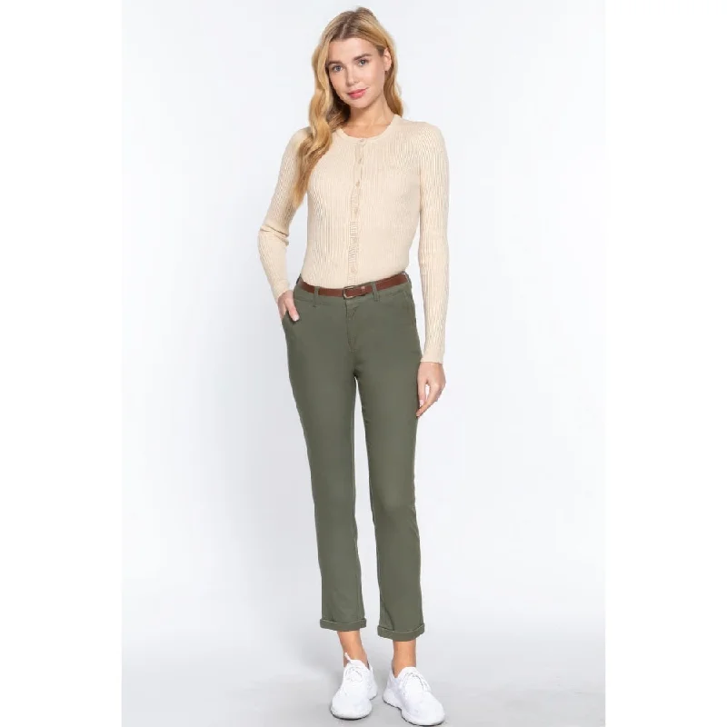 Long Pants Twill Belted For Casual and Semi Formal