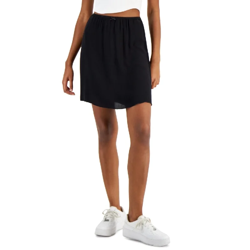 Love, Fire Junior's Picot Trim Skirt Black Size Small