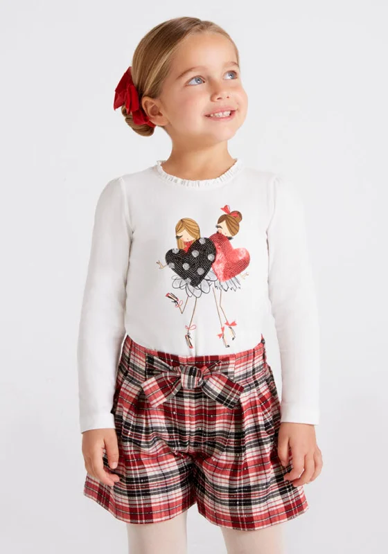 Mayoral Girls Plaid Shorts, Red