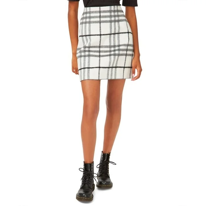 Riley & Rae Women's Plaid Mini Skirt White Size 8