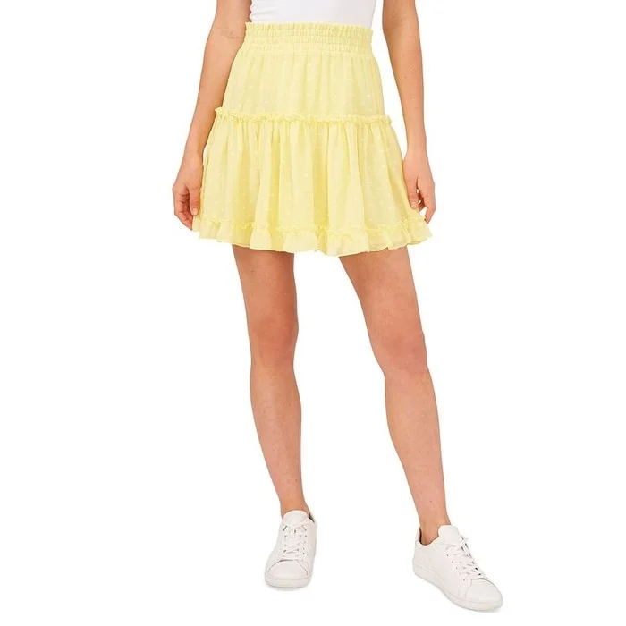 Riley & Rae Women's Ruffled Pull On Mini Skirt Yellow Size Medium