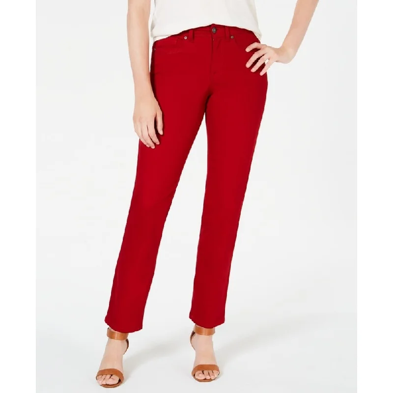 Style & Co Women's Tummy-Control Straight-Leg Fashion Jeans Red Size 4