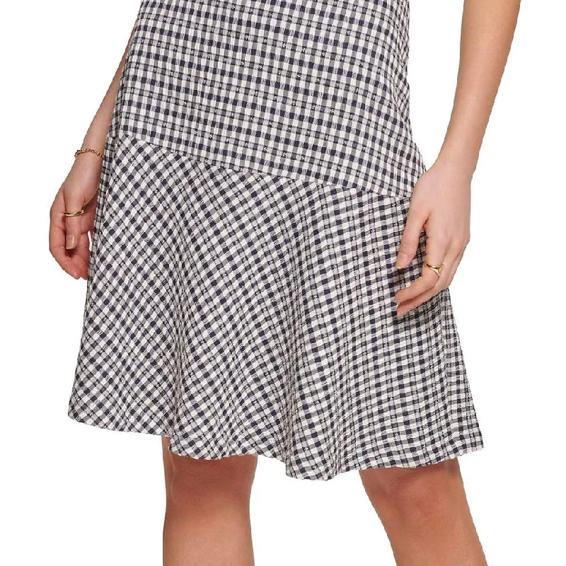 Tommy Hilfiger Women's Houndstooth Fit & Flare Skirt White Size 16